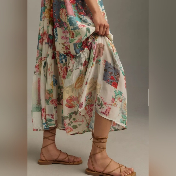 By Anthropologie Chiffon Shift Midi Dress size Small NWT - Picture 4 of 15